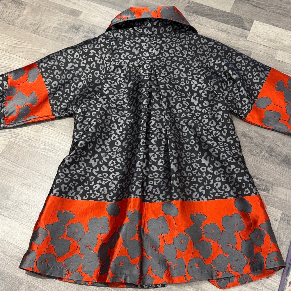 Black & Red Patterned Button-Up Jacket - image 7